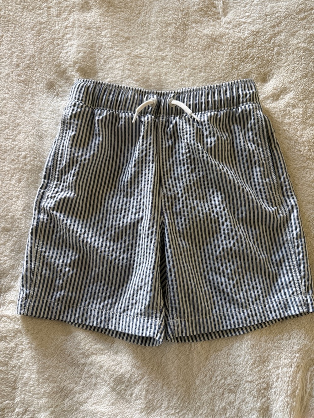 GAP Blue and White Striped Kids Swim Trunks
